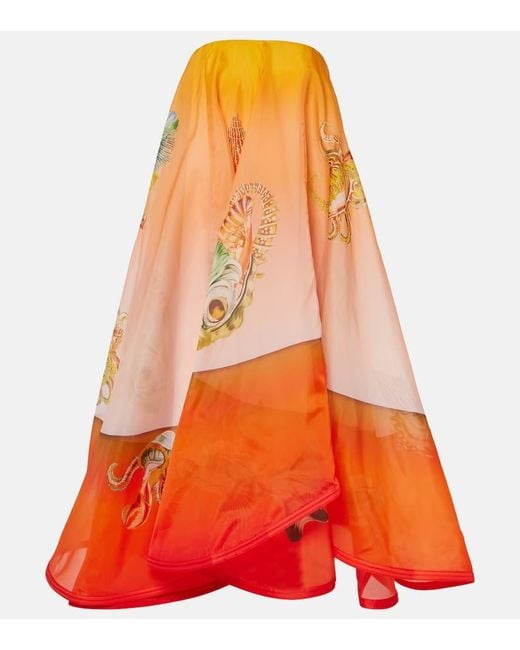 ALÉMAIS Orange Robe Neptuna Aus Seide