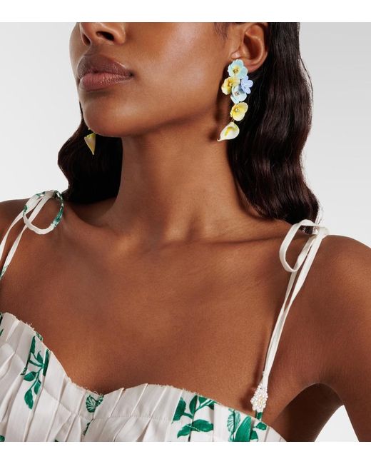 Jennifer Behr Blue Anarosa Embellished Floral Drop Earrings