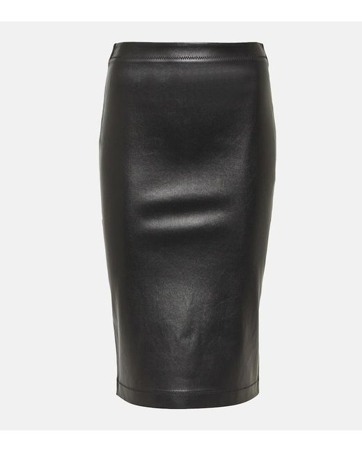Falda midi de piel Versace de color Black