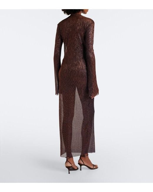 Cala De La Cruz Gray Soleil Knitted Lame Midi Dress
