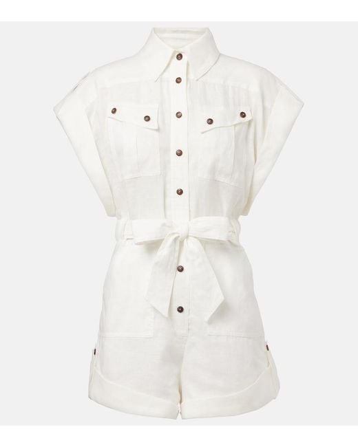 Zimmermann White Linen Playsuit