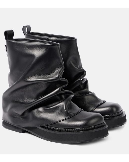 The Attico Black Robin Leather Ankle Boots