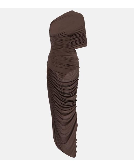 Magda Butrym Brown Draped One-Shoulder Gown