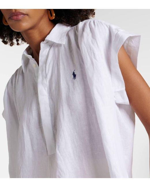 Polo Ralph Lauren White Polohemd aus Leinen
