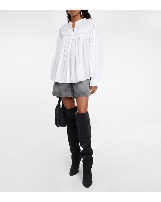 Isabel Marant White Plalia Organic Cotton Voile Blouse