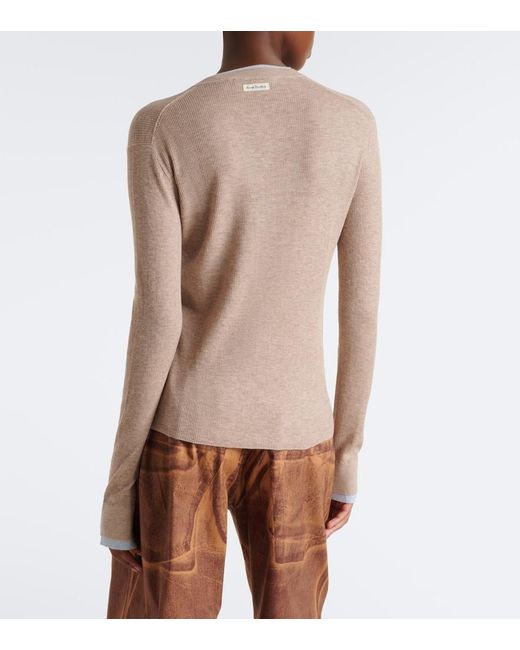 Acne Natural Layered Silk And Wool Cardigan