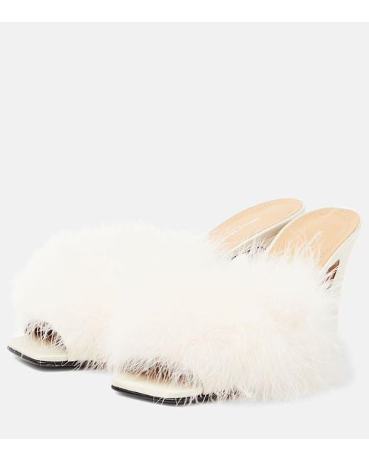 Maison Margiela Natural Pantoletten Mit Federn