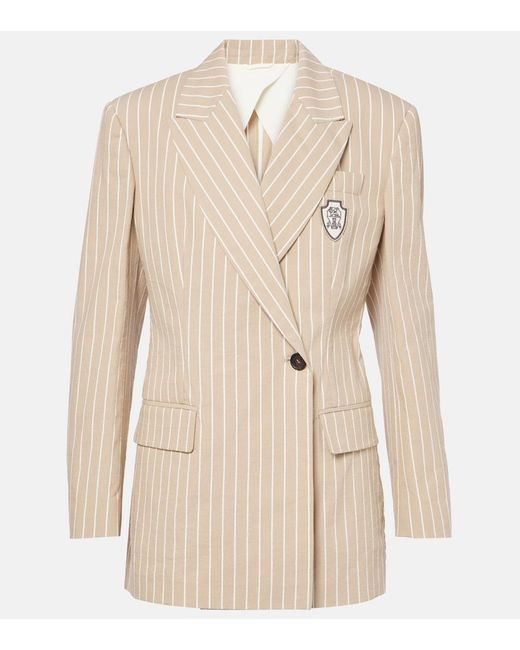 Brunello Cucinelli Natural Cotton And Silk Blazer
