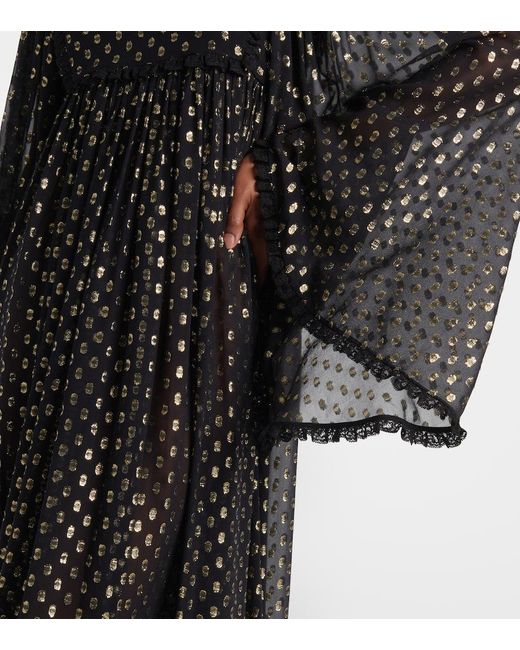 Chloé Black Schwarzes Maxikleid Mit Rüschen Aus Leichter Seide