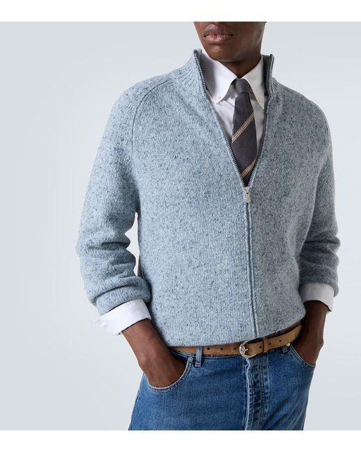 Cardigan De Cachemir Con Cremallera Brunello Cucinelli de hombre de color Blue