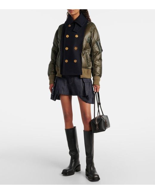 Sacai Blue Double-Breasted Down Jacket