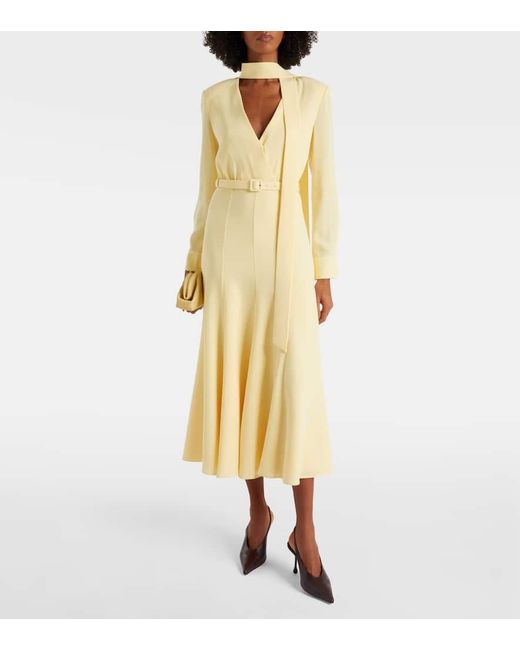 Roland Mouret Yellow Belted Cady Midi Dress