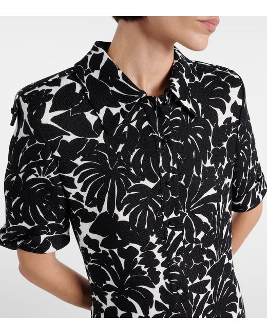 Saint Laurent Black Floral Jersey Shirt Dress