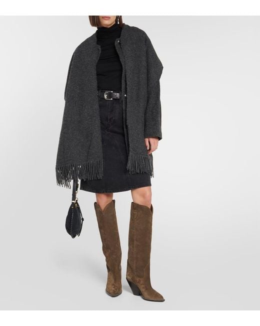 Isabel Marant Black Faty Wool-Blend Scarf Coat
