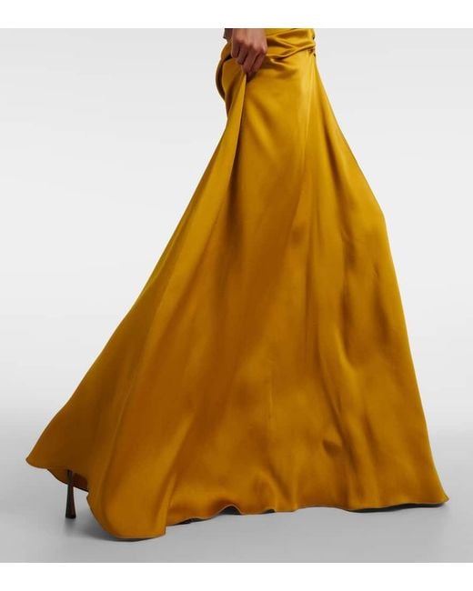 Victoria Beckham Metallic Gathered Satin Gown