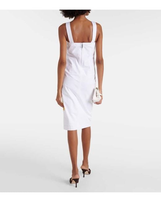 Sportmax White Sesia Printed Cotton Midi Dress