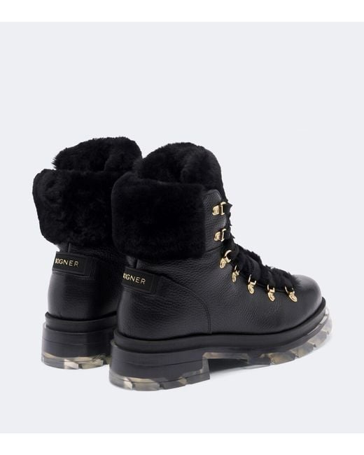 Bogner Black Swansea 9 B Leather Snow Boots