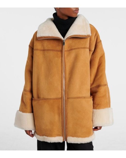 Totême Brown Signature Shearling-Lined Suede Jacket