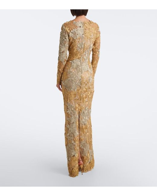 Oscar de la Renta Natural Guipure Lace Gown