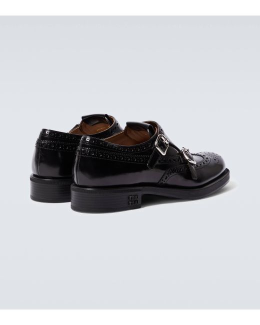 Miu Miu Black X Church's Leather Monk Strap Shoes for men