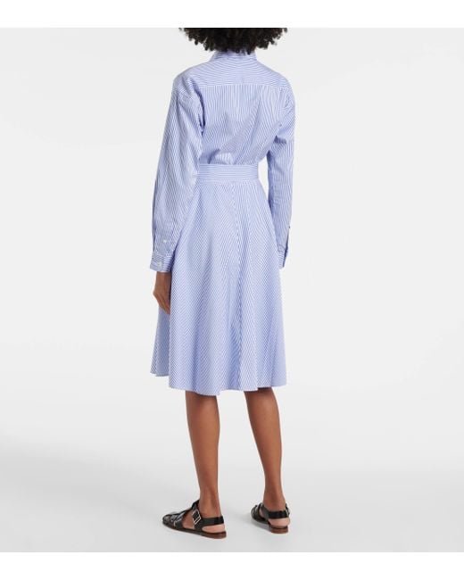 Polo Ralph Lauren Blue Striped Cotton Poplin Shirt Dress