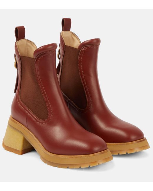 Moncler Brown Gigi Leather Chelsea Boots