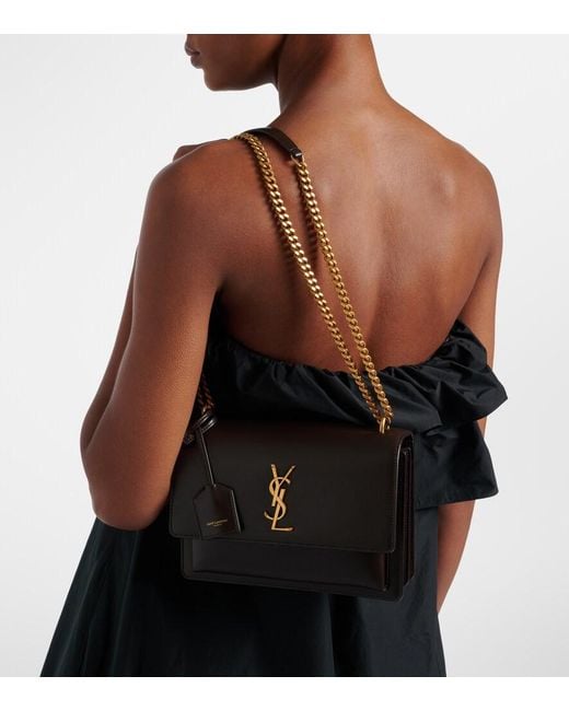 Saint Laurent Black Cassandre Leather Shoulder Bag