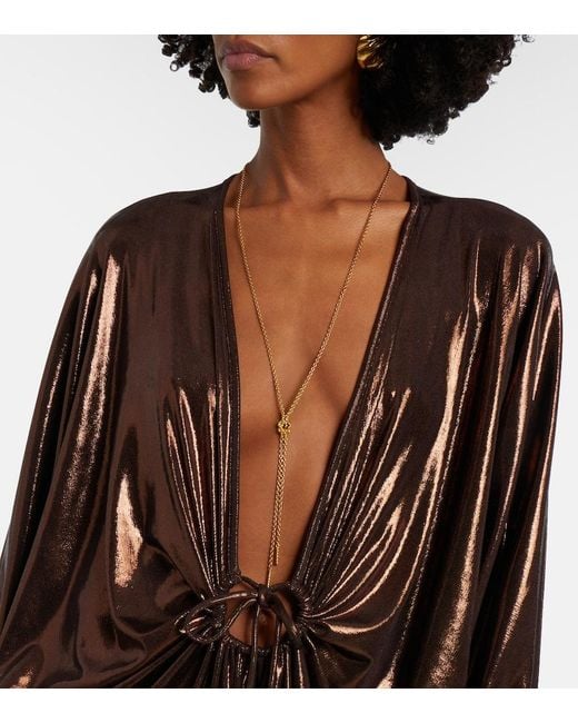 Adriana Degreas Brown Cutout Draped Kaftan