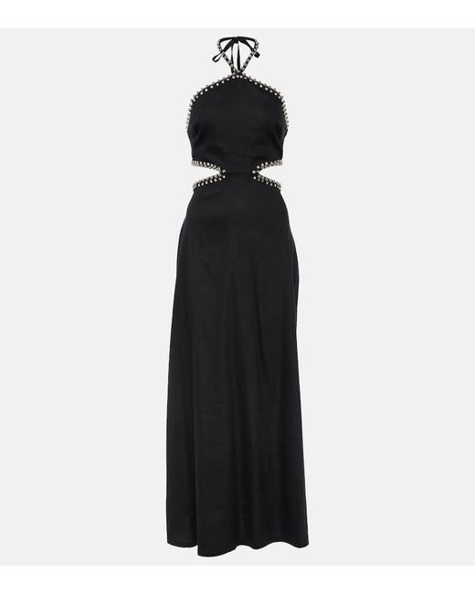 Jonathan Simkhai Black Bellina Cutout Linen-blend Maxi Dress