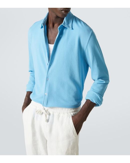 Orlebar Brown Blue Giles Cotton Pique Shirt for men