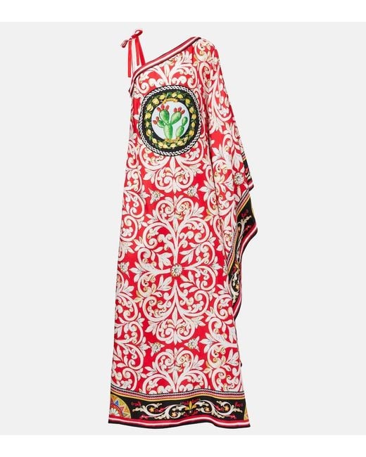 Dolce & Gabbana Red Taormina Printed Silk Kaftan