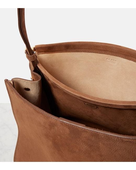 Alaïa Brown Le Click Medium Suede Shoulder Bag