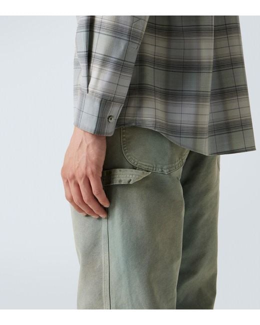 Auralee Gray Checked Wool Shirt for men