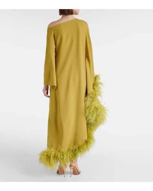 ‎Taller Marmo Yellow Ubud Extravaganza Feather-trimmed Gown