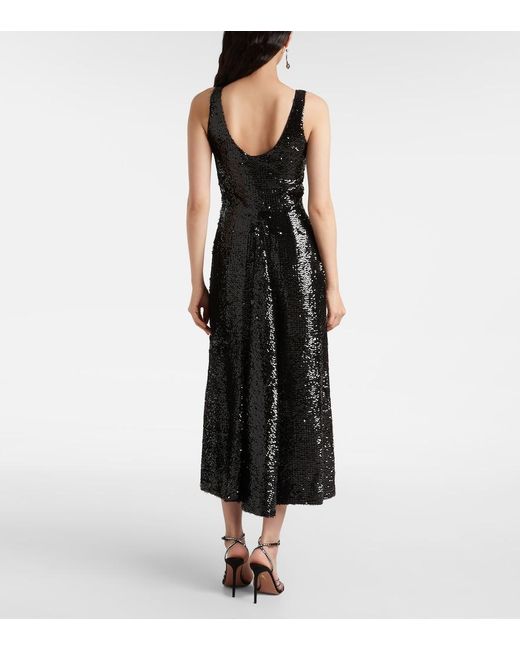 Emilia Wickstead Black Tippini Sequined Midi Dress