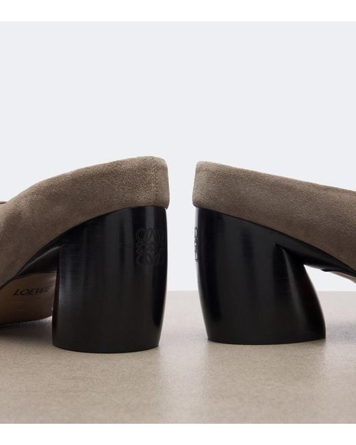 Loewe Brown Oval Suede Mules