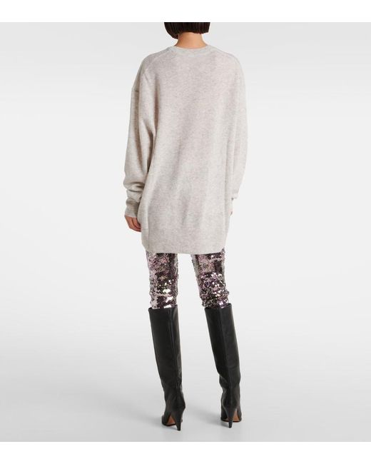 Isabel Marant White Larana Silk, Alpaca And Cashmere Sweater