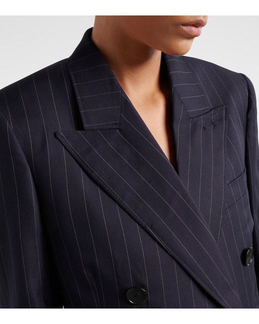 Givenchy Blue Pinstripe Double-Breasted Wool Blazer
