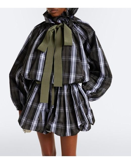 Patou Black Bow-Detail Checked Top