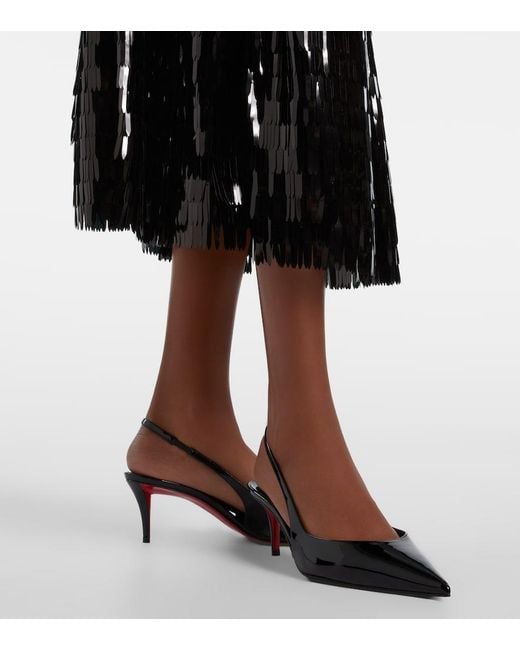 Christian Louboutin Black Miss Z 60 Patent Leather Slingback Pumps