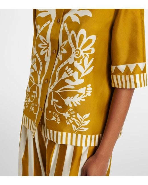 Eres Metallic Emeraude Floral Silk Twill Shirt