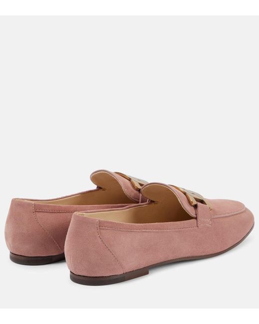 Tod's Pink Kate Suede Loafers