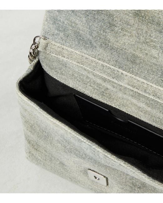 Balmain Gray 1945 Soft Mini Denim Shoulder Bag