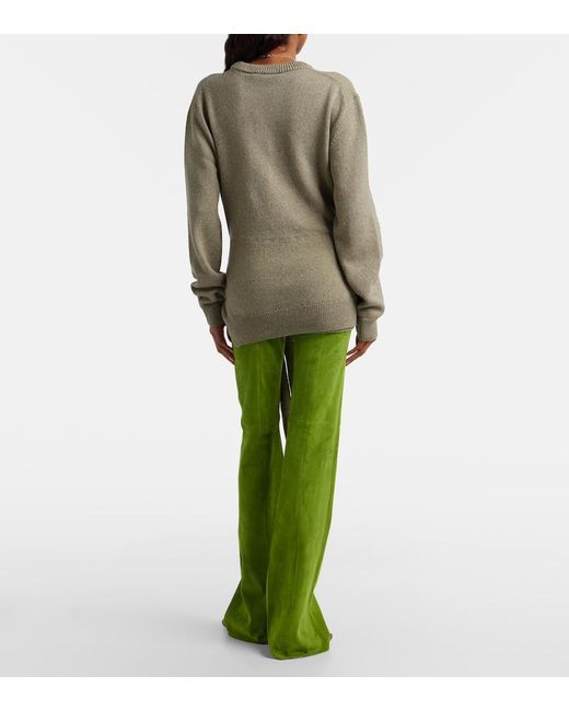 Stouls Green Gege Suede Flared Pants