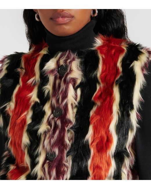 Missoni Red Striped Faux Fur Vest