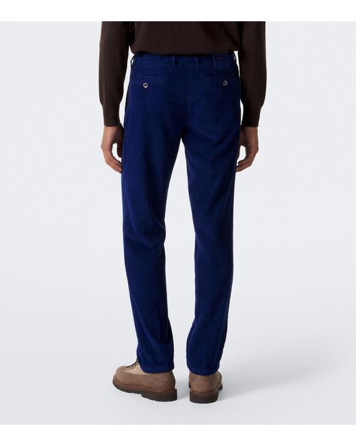 Kiton Blue Cotton Straight Pants for men