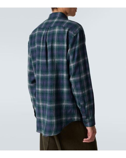 Auralee Blue Checked Wool Shirt for men