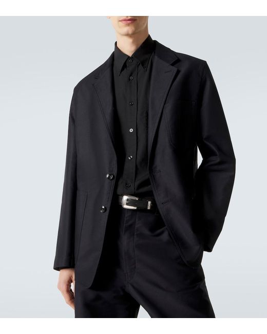 Lemaire Black Cotton Satin Suit Jacket for men