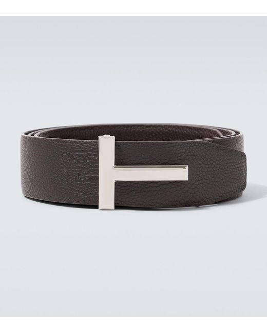 Tom Ford Black T Icon Reversible Leather Belt for men
