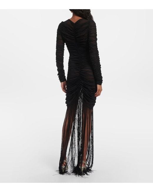 Khaite Black Guisa Fringed Silk-Blend Maxi Dress